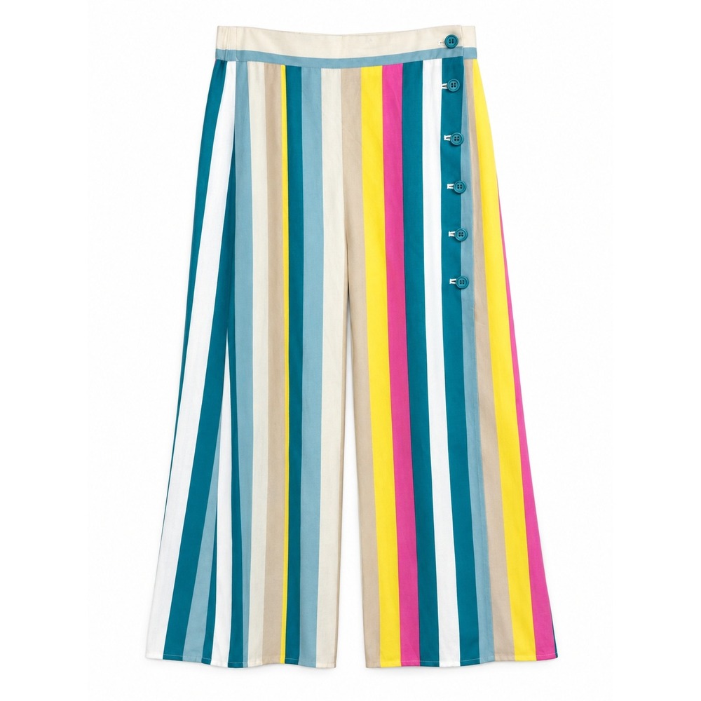 Free Press Size S Multicolor Striped Button Front Skirt Retro Boho Resort